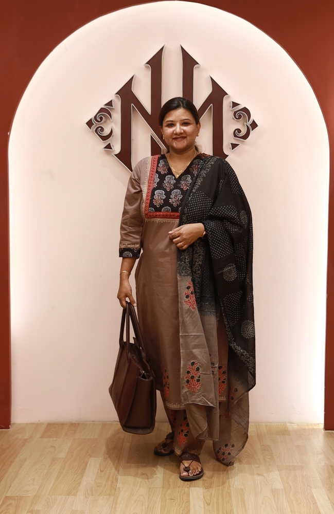 RMS205 - Chocolate brwn with Black Hakoba yolk cotton suit