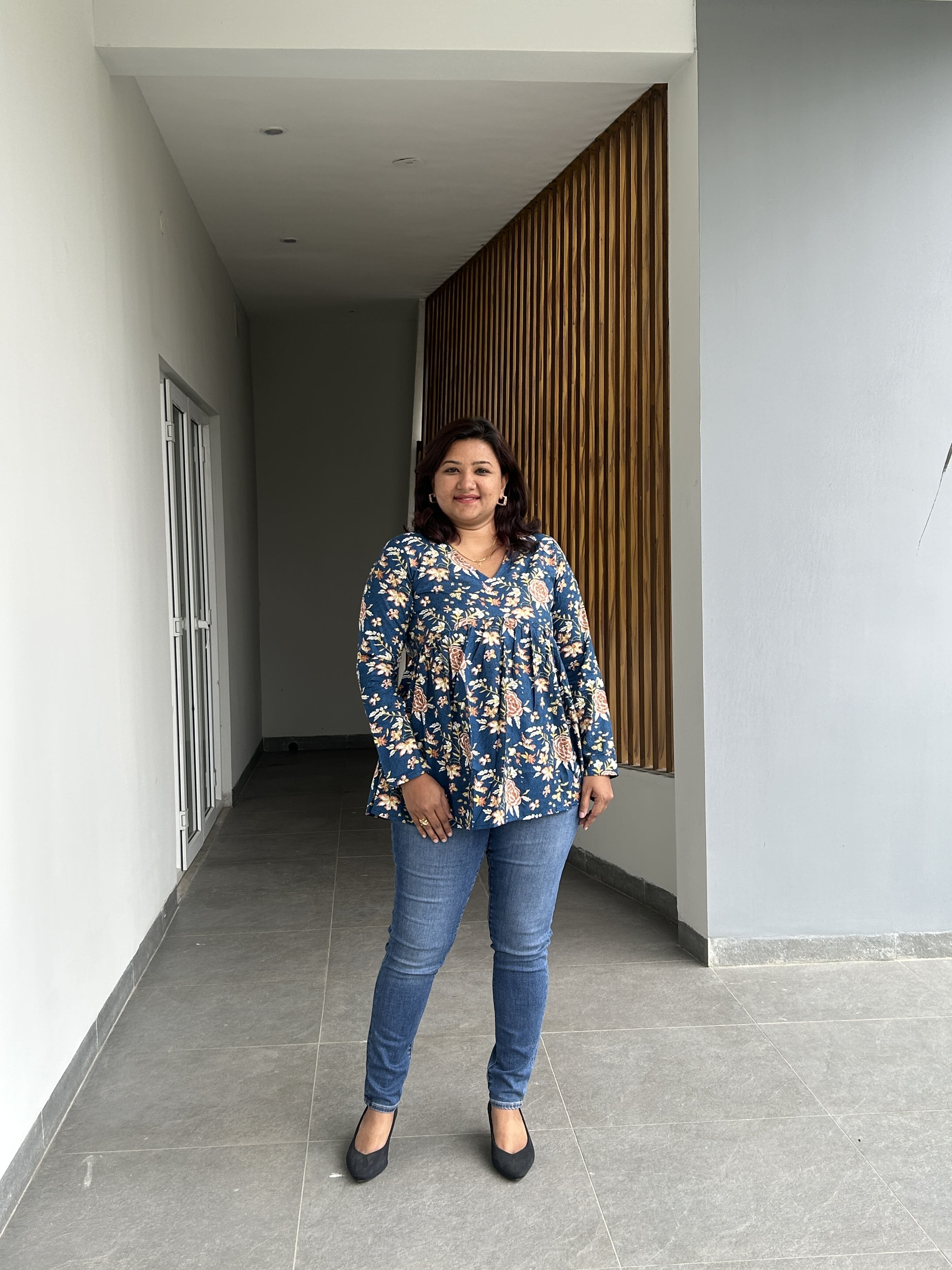 KUR185 - Summer Blue Floral peplum top