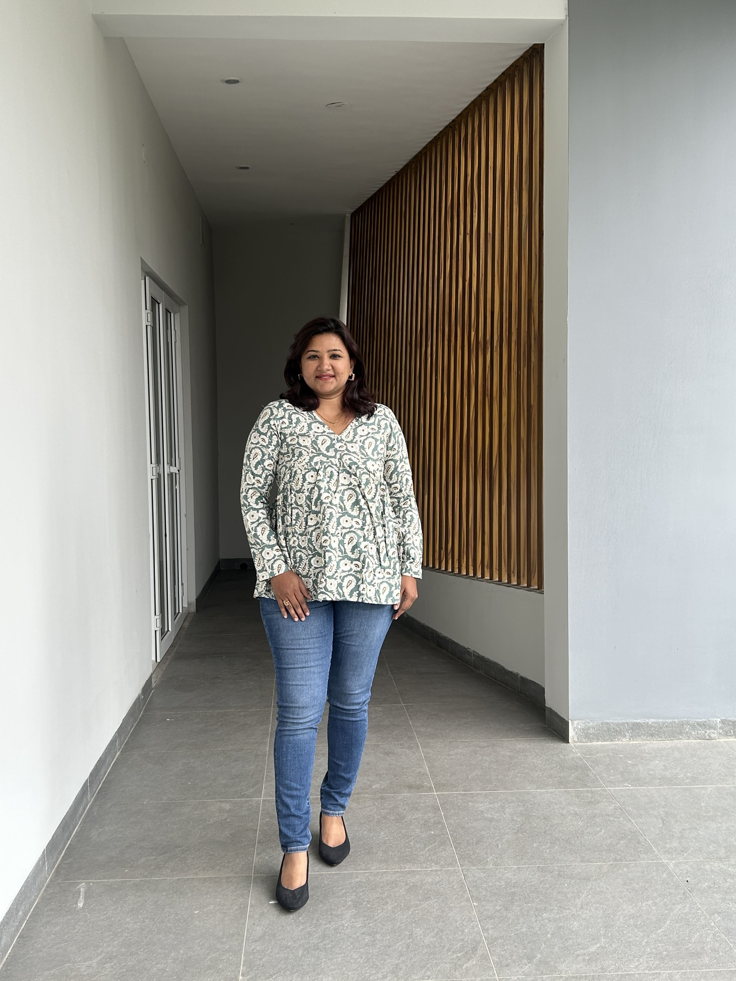 KUR186 - Mint Green Paisley print peplum top